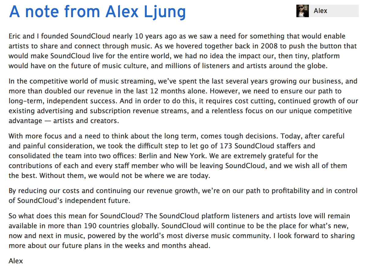 A SoundCloud a munkaerő 40 százalékát csökkenti, az alkalmazottak azt mondják, hogy 'senki nem látta, hogy jön